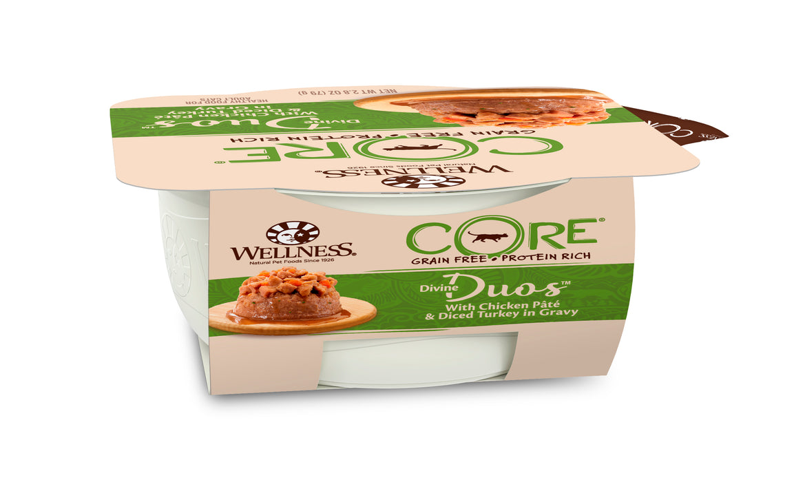 Wellness CORE Divine Duos Chicken Pate & Diced Turkey Wet Cat Food  [Weight : 2.8 oz]