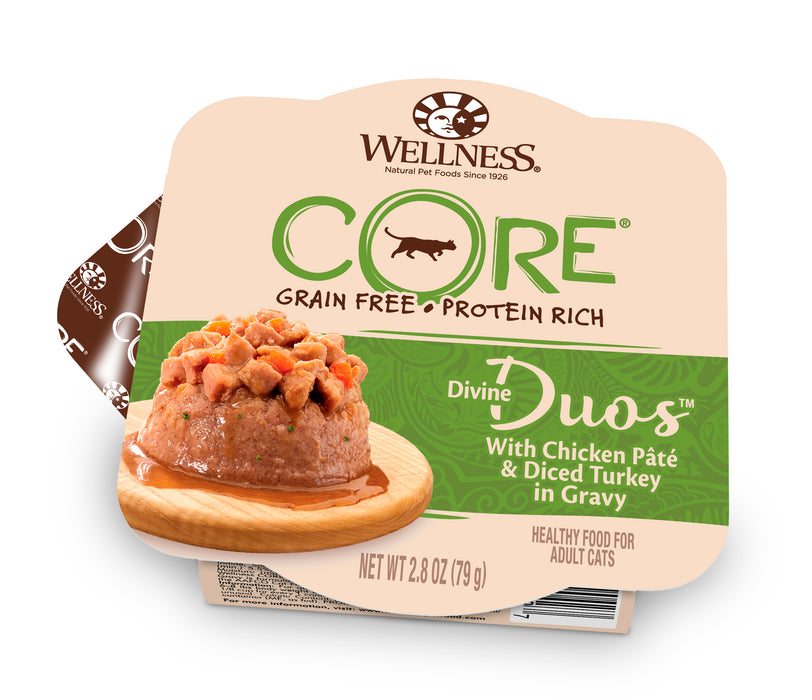 Wellness CORE Divine Duos Chicken Pate & Diced Turkey Wet Cat Food  [Weight : 2.8 oz]
