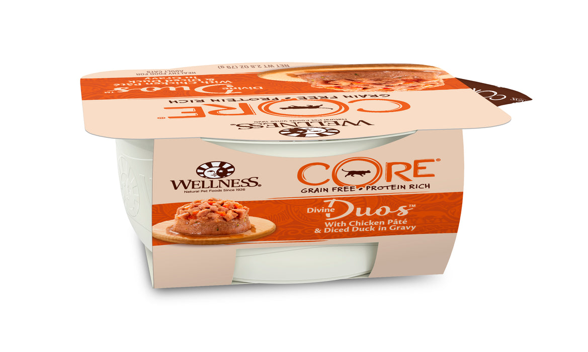 Wellness CORE Divine Duos Chicken Pate & Diced Duck Wet Cat Food [Weight : 2.8 oz]