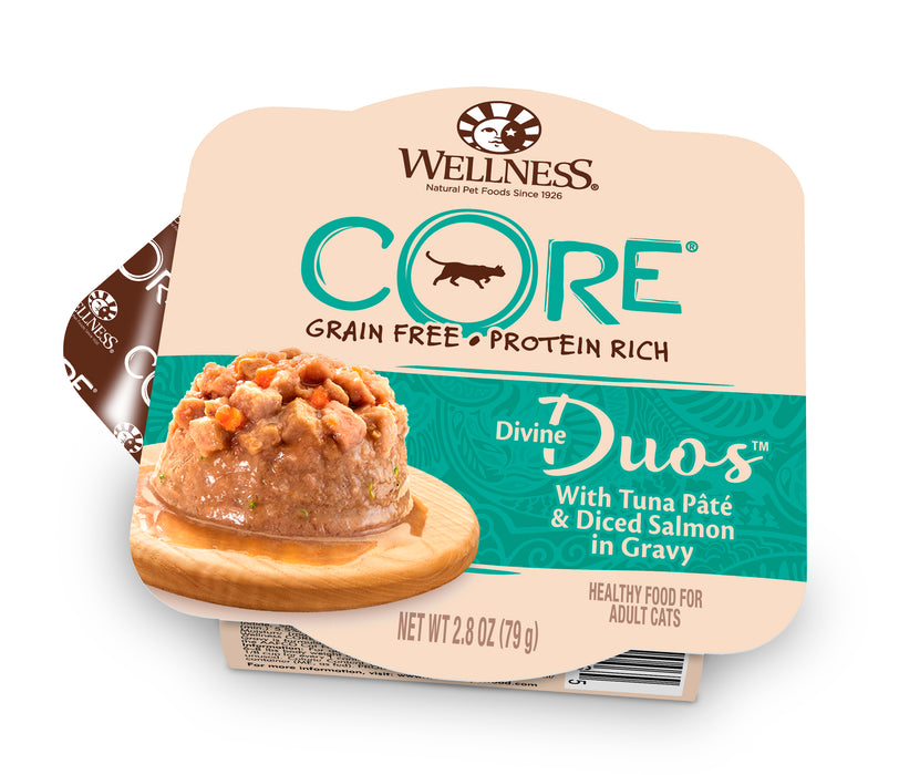 Wellness CORE Divine Duos Tuna Pate & Diced Salmon Wet Cat Food  [Weight : 2.8 oz]