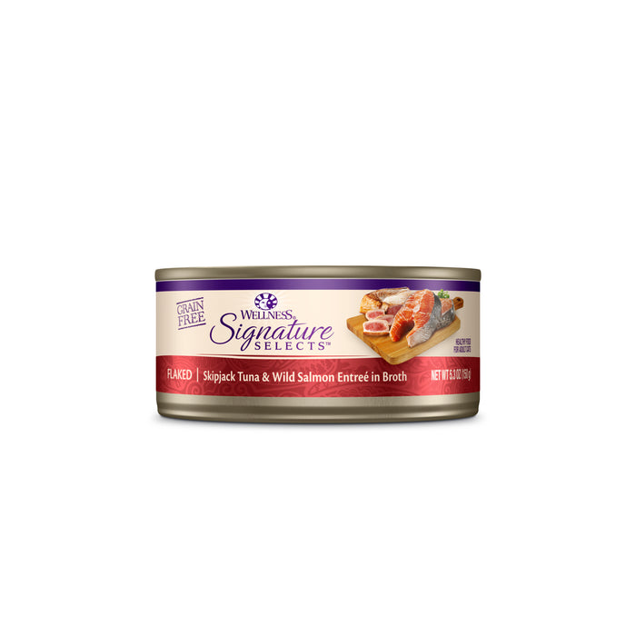 Wellness CORE Signature Selects Flaked Skipjack Tuna & Wild Salmon Entree in Broth Canned Cat Food [Weight : 5.3 oz]