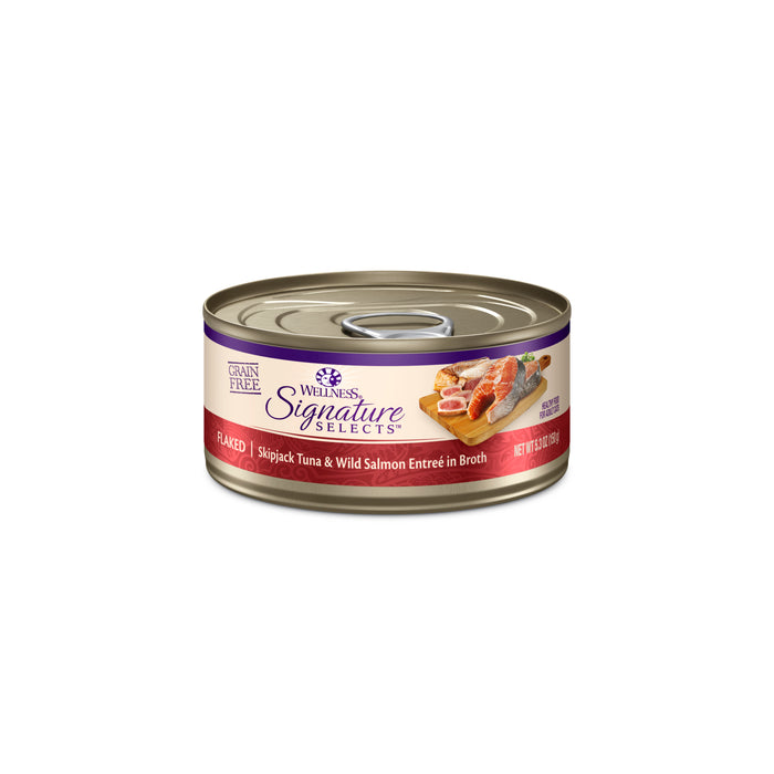 Wellness CORE Signature Selects Flaked Skipjack Tuna & Wild Salmon Entree in Broth Canned Cat Food [Weight : 5.3 oz]
