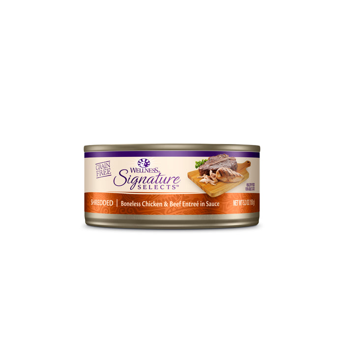 Wellness CORE Signature Selects Shredded Boneless Chicken & Beef Entree in Sauce Canned Cat Food [Weight : 5.3 oz]