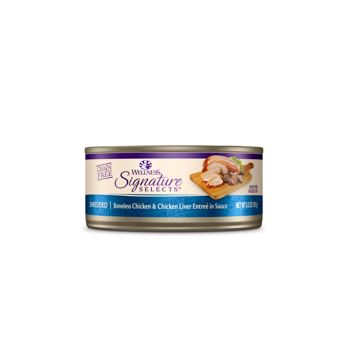 Wellness CORE Signature Selects Shredded Boneless Chicken & Chicken Liver Entree in Sauce Canned Cat Food [Weight : 5.3 oz]