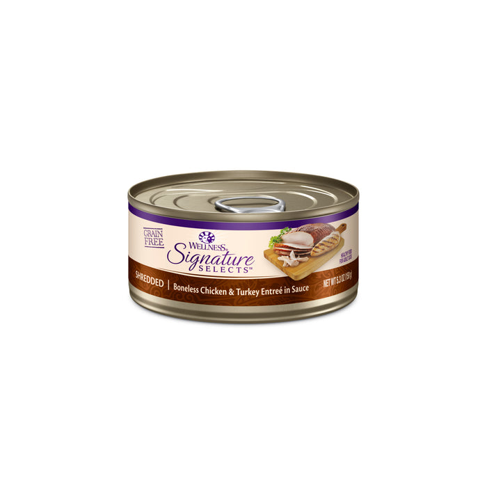 Wellness CORE Signature Selects Shredded Boneless Chicken & Turkey Entree in Sauce Canned Cat Food [Weight : 5.3 oz]