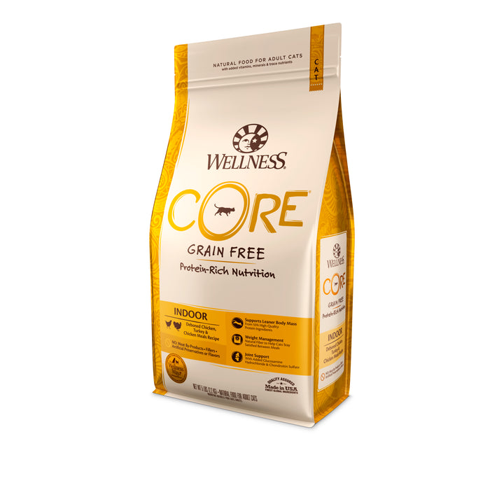 Wellness CORE Indoor Deboned Chicken, Turkey & Chicken Meals Dry Cat Food [Weight: 5 lb]