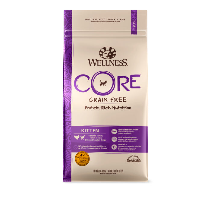 Wellness CORE Kitten Deboned Turkey, Turkey Meal & Deboned Chicken Dry Cat Food [Weight: 2 lb]