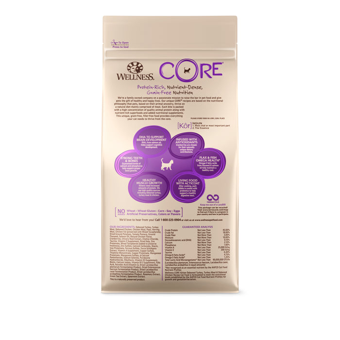 Wellness CORE Kitten Deboned Turkey, Turkey Meal & Deboned Chicken Dry Cat Food [Weight: 2 lb]