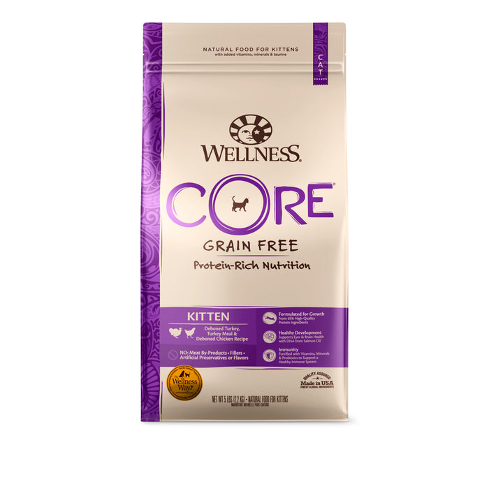 Wellness CORE Kitten Deboned Turkey, Turkey Meal & Deboned Chicken Dry Cat Food [Weight: 5 lb]