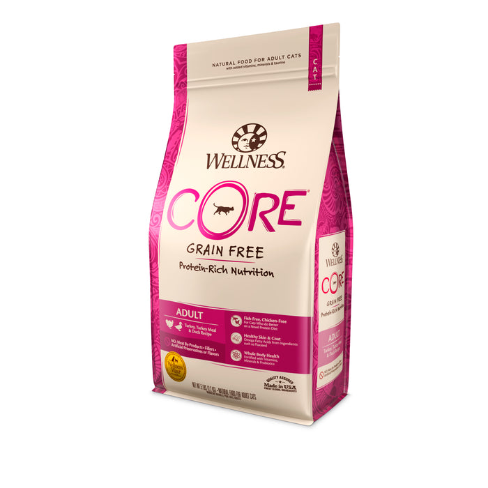 Wellness CORE Adult Turkey, Turkey Meal & Duck Dry Cat Food [Weight: 5 lb]