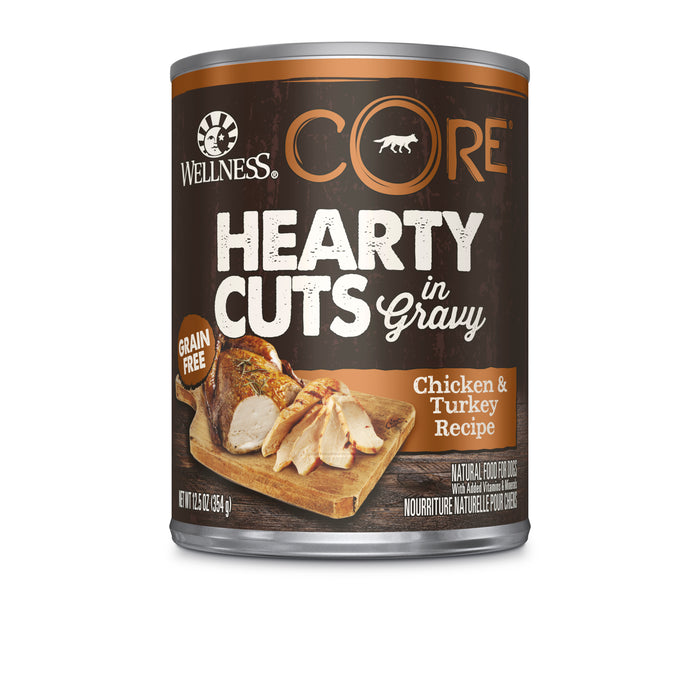 Wellness CORE Grain-Free Hearty Cuts in Gravy Chicken & Turkey Wet Dog Food [Weight: 12.5 oz]