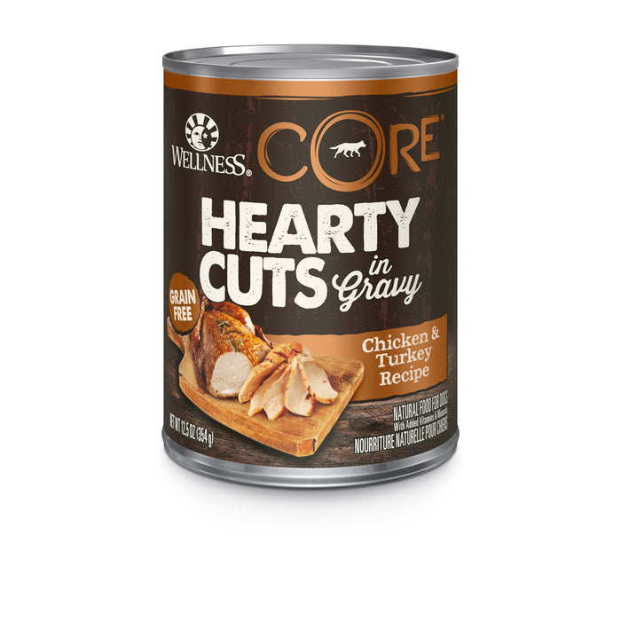 Wellness CORE Grain-Free Hearty Cuts in Gravy Chicken & Turkey Wet Dog Food [Weight: 12.5 oz]