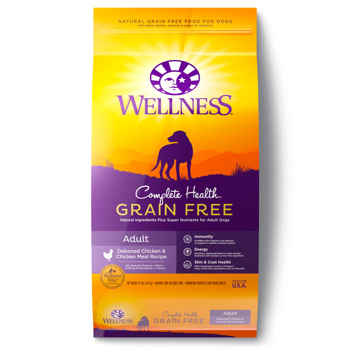 Wellness Complete Health Grain Free Adult Deboned Chicken & Chicken Meal Recipe Dry Dog Food [Wt: 24 lb]