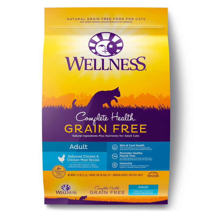 Wellness Complete Health Grain-Free Adult Debones Chicken & Chicken Meal Dry Cat Food [Weight: 11.5 lb]