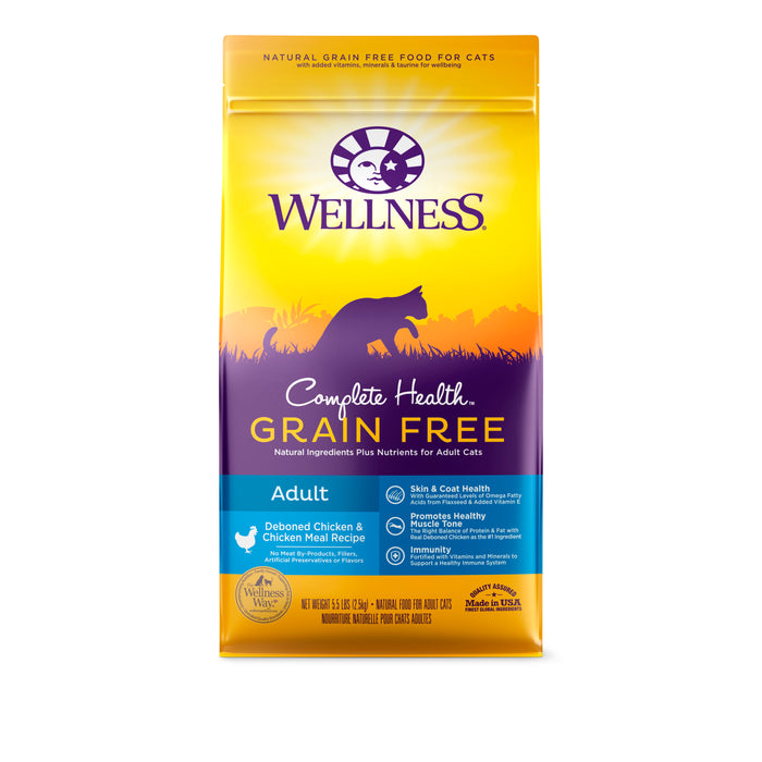 Wellness Complete Health Grain-Free Adult Debones Chicken & Chicken Meal Dry Cat Food [Weight: 5.5 lb]