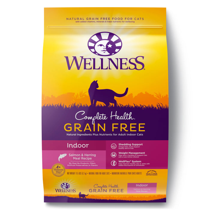 Wellness Complete Health Grain-Free Indoor Salmon & Herring Dry Cat Food [Weight: 11.5 lb]