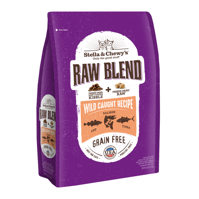 Stella & Chewy's Raw Blend Cat Kibble - Wild-Caught (Cod, Salmon & Tuna)[Weight : 5lb]