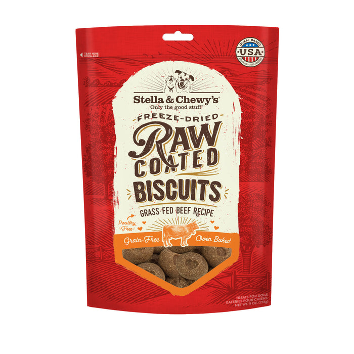 Stella & Chewy's Raw Coated Biscuits Dog Treats, Beef [Weight : 9 oz]