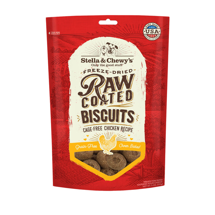 Stella & Chewy's Raw Coated Biscuits Dog Treats, Chicken [Weight : 9oz]