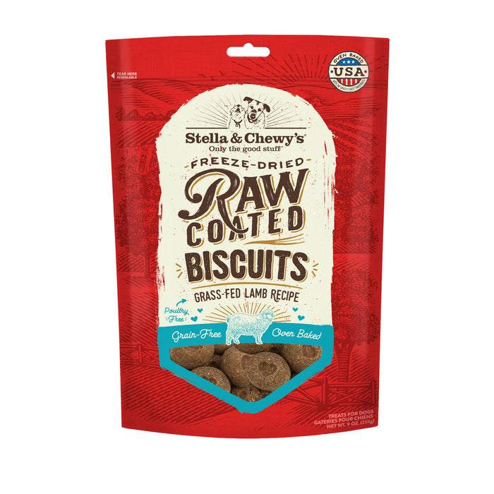 Stella & Chewy's Raw Coated Biscuits Dog Treats, Lamb [Weight : 9oz]