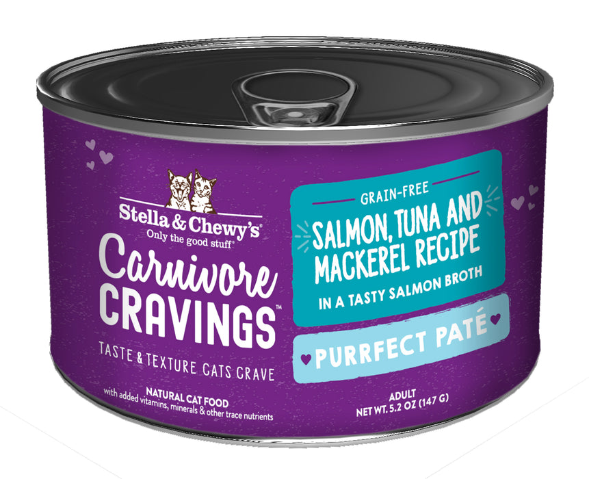 Stella & Chewy's Carnivore Cravings Purrfect Pate Can - Salmon Tuna And Mackerel in Broth [Weight : 5.2 oz]