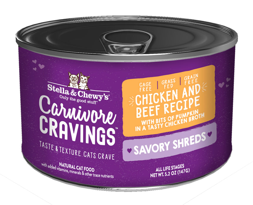 Stella & Chewy's Carnivore Cravings Savory Shreds Can - Chicken And Beef in Broth [Weight : 5.2 oz]