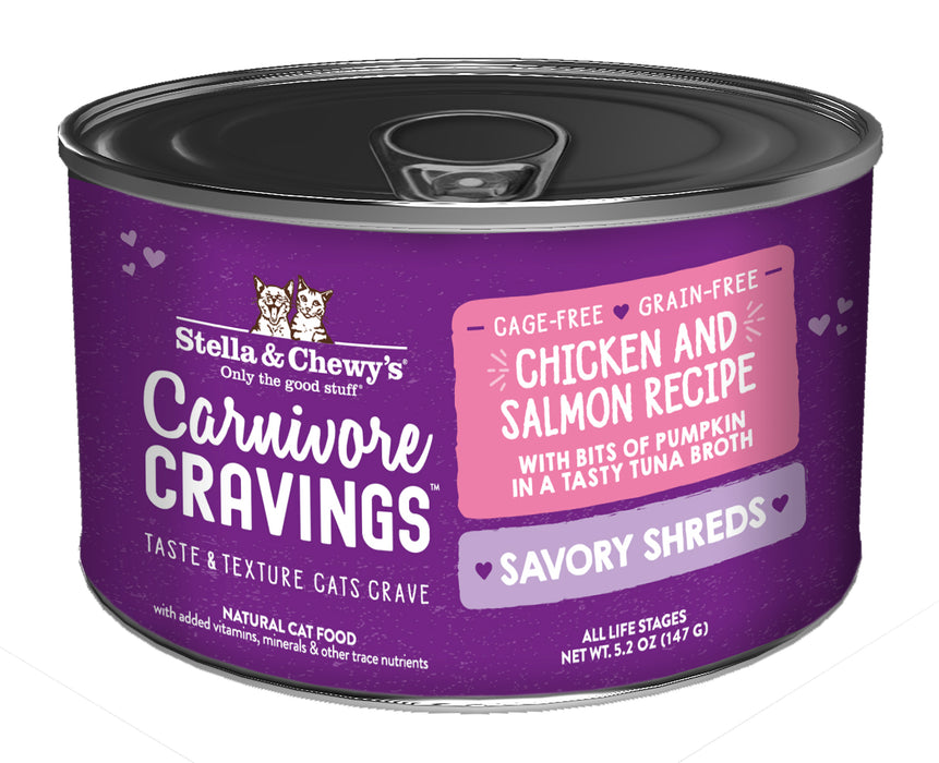 Stella & Chewy's Carnivore Cravings Savory Shreds Can - Chicken And Salmon in Broth [Weight : 5.2 oz]