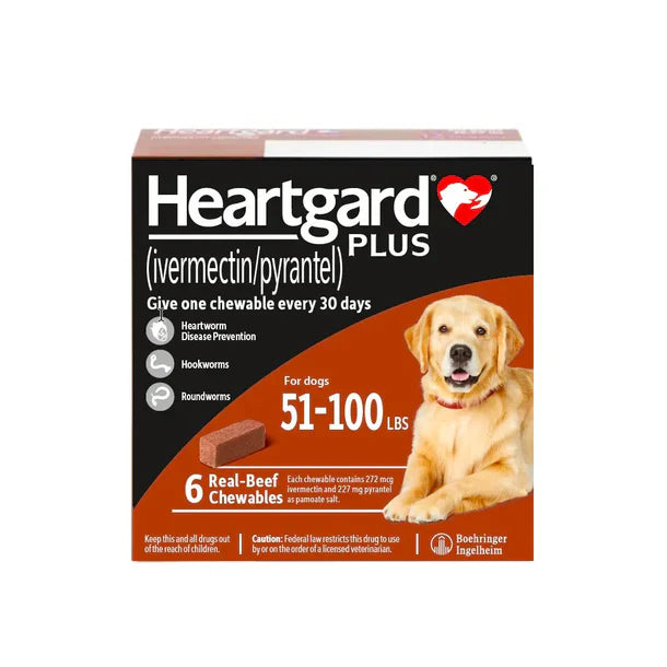 Heartgard Plus Chewables Heartworm, Roundworm, and Hookworm Prevention for Dogs