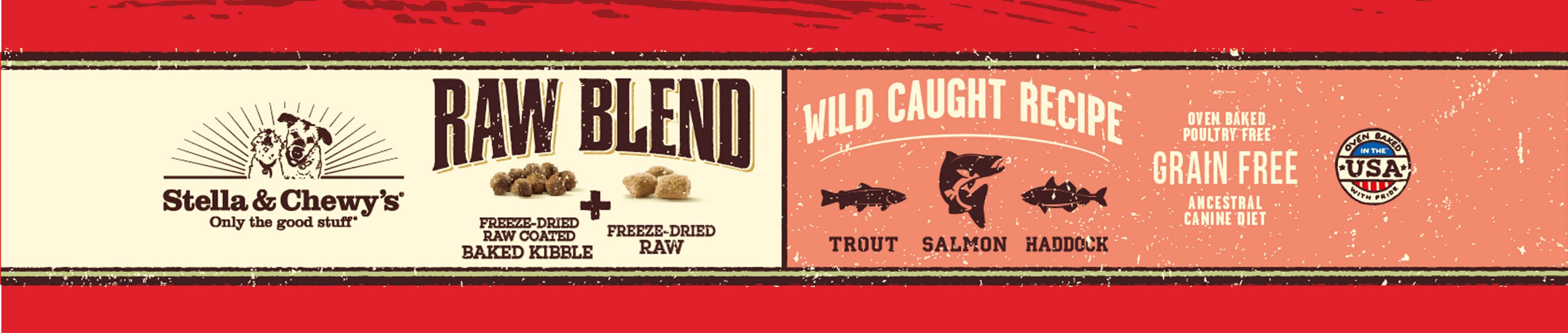 Stella & Chewy's Raw Blend Wild Caught Recipe for Dogs, (Cod, Salmon & Haddock) [Weight : 22lb]