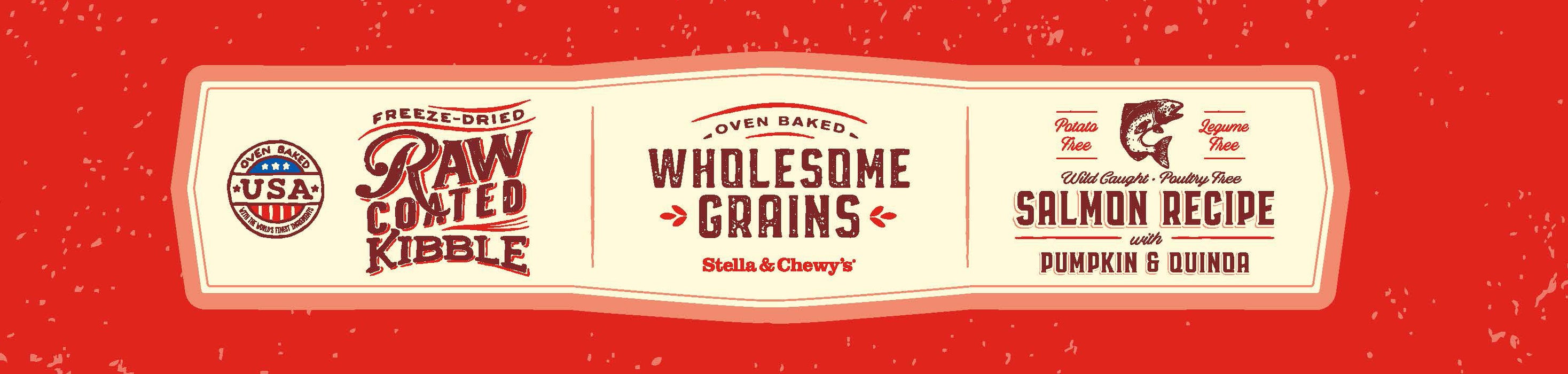 Stella & Chewy's Raw Coated Kibble For Dogs , Wholesome Grains Salmon with Pumpkin & Quinoa [Weight : 22lb]