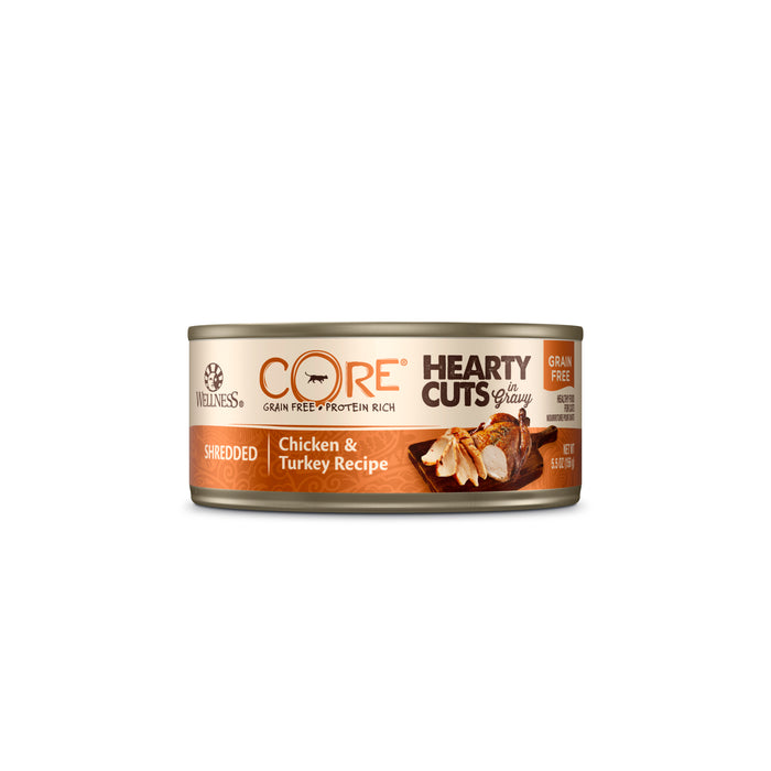 Wellness CORE Hearty Cuts in Gravy Shredded Chicken & Turkey Recipe Canned Cat Food [Weight : 5.5 oz]