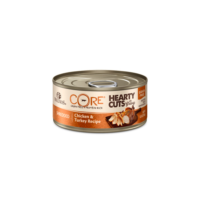 Wellness CORE Hearty Cuts in Gravy Shredded Chicken & Turkey Recipe Canned Cat Food [Weight : 5.5 oz]