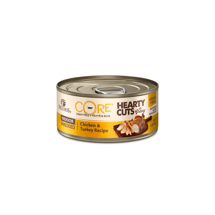 Wellness CORE Hearty Cuts Indoor Shredded Chicken & Turkey Canned Cat Food [Weight : 5.5 oz]