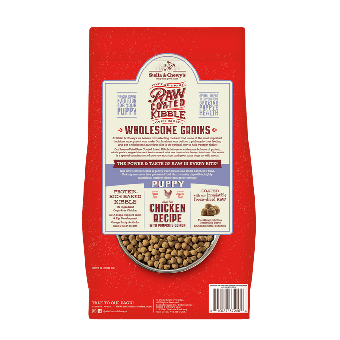 Stella & Chewy's Raw Coated Kibble For Dogs , Wholesome Grains Puppy Cage-Free Chicken Recipe with Pumpkin & Quinoa  [Weight : 22 lb]