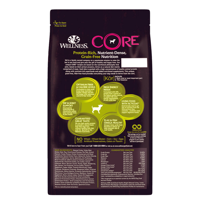Wellness CORE Small Breed Healthy Weight Dry Dog Food [Weight: 4 lb]