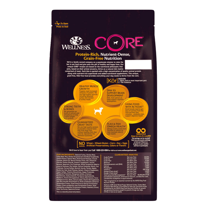 Wellness CORE Small Breed Puppy Dry Dog Food [Weight: 4 lb]