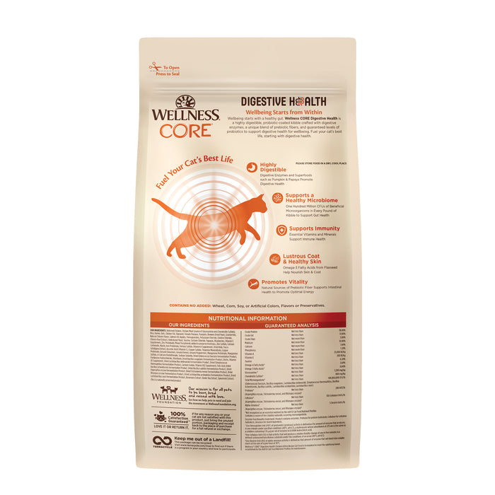 Wellness CORE Digestive Health with Wholesome Grains Chicken Recipe Dry Cat Food [Weight: 5lb]