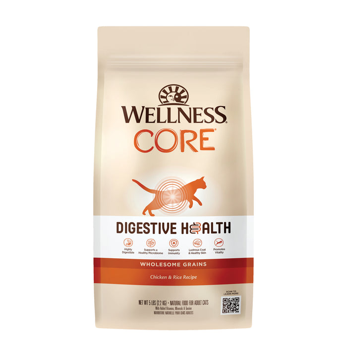 Wellness CORE Digestive Health with Wholesome Grains Chicken Recipe Dry Cat Food [Weight: 5lb]
