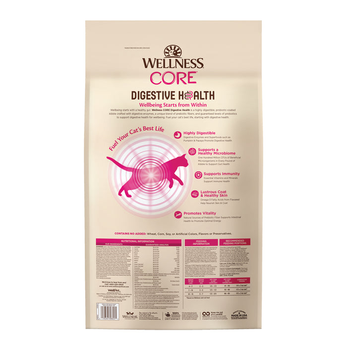 Wellness CORE Digestive Health with Wholesome Grains Salmon Recipe Dry Cat Food [Weight: 11 lb]
