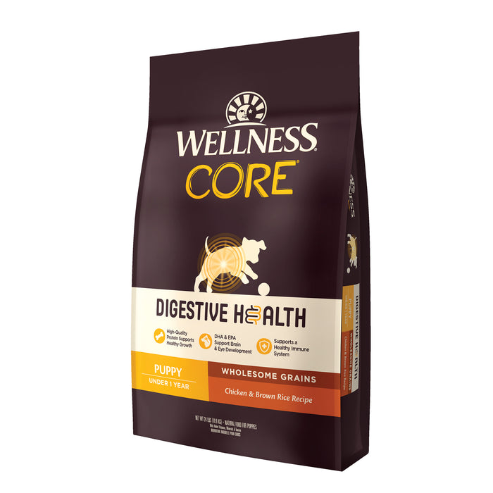 Wellness CORE Digestive Health Puppy Chicken & Brown Rice Recipe Dry Dog Food [Weight: 24 lb]