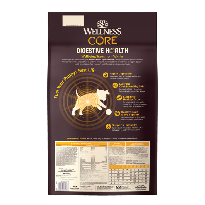 Wellness CORE Digestive Health Puppy Chicken & Brown Rice Recipe Dry Dog Food [Weight: 24 lb]