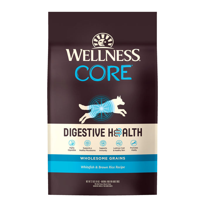Wellness CORE Digestive Health Whitefish & Brown Rice Recipe Dry Dog Food [Weight: 22 lb]
