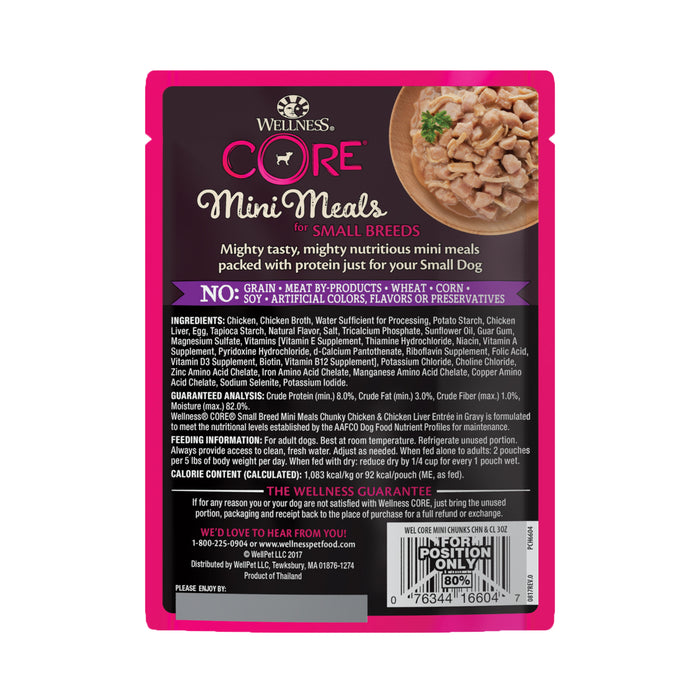 Wellness CORE Small Breed Mini Meals - Chunky Chicken & Chicken Liver Wet Dog Food [Weight: 3 oz]