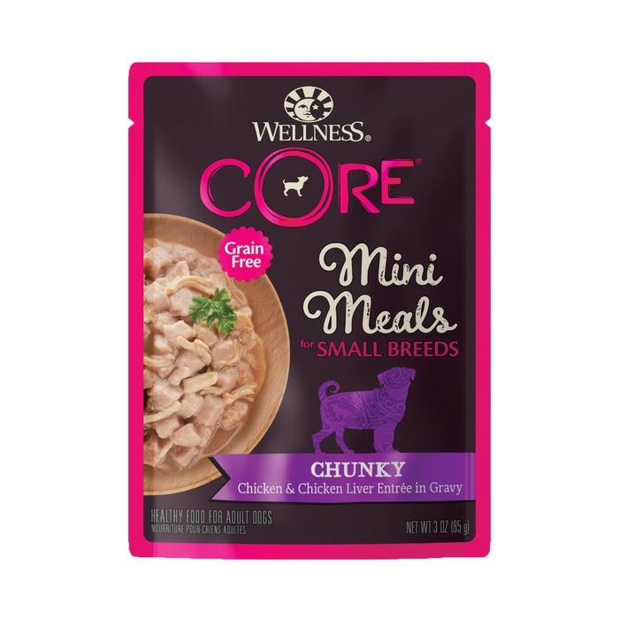 Wellness CORE Small Breed Mini Meals - Chunky Chicken & Chicken Liver Wet Dog Food [Weight: 3 oz]