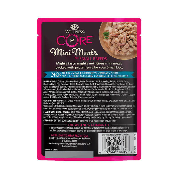 Wellness CORE Small Breed Mini Meals - Chunky Chicken & Tuna Wet Dog Food [Weight: 3 oz]
