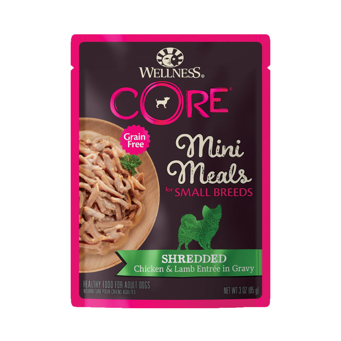 Wellness CORE Small Breed Mini Meals - Shredded Chicken & Lamb Wet Dog Food [Weight: 3 oz]