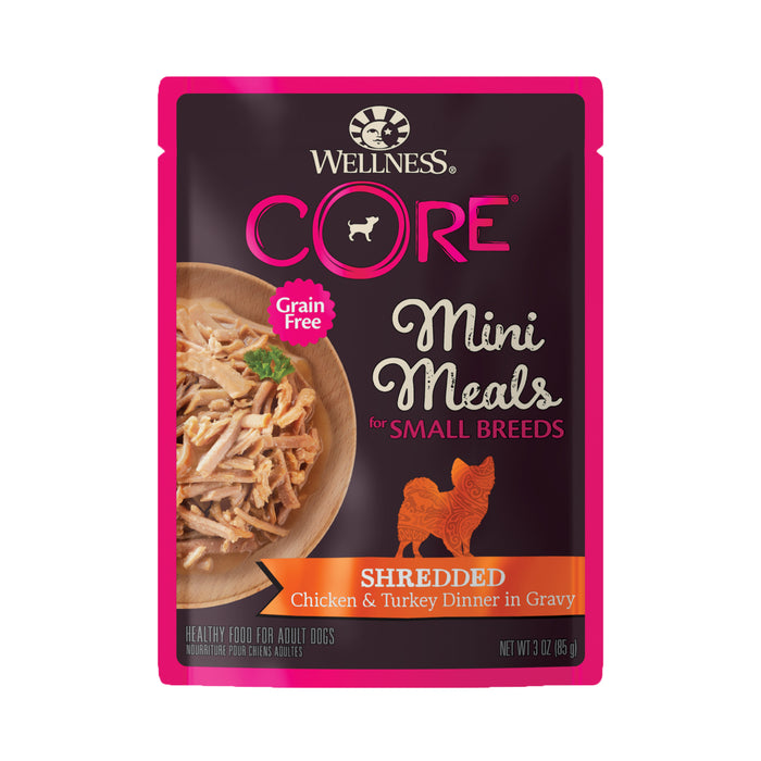Wellness CORE Small Breed Mini Meals - Shredded Chicken & Turkey Wet Dog Food [Weight: 3 oz]