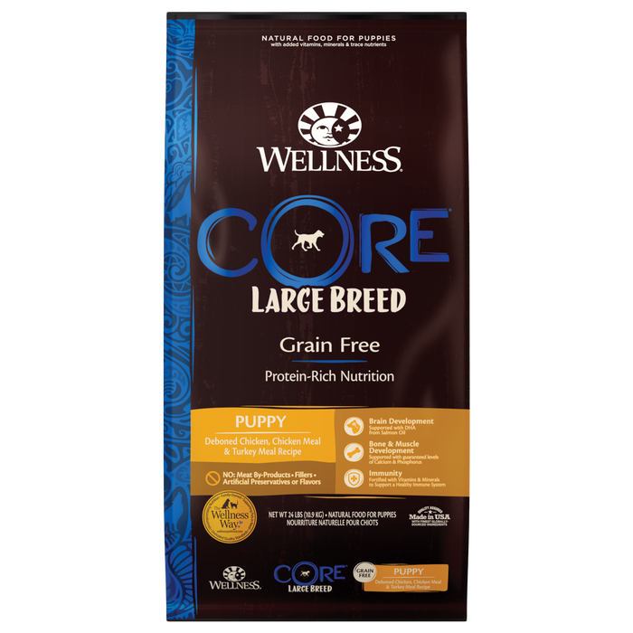 Wellness CORE Grain-Free Large Breed Puppy Dry Dog Food [Weight : 24 lb]