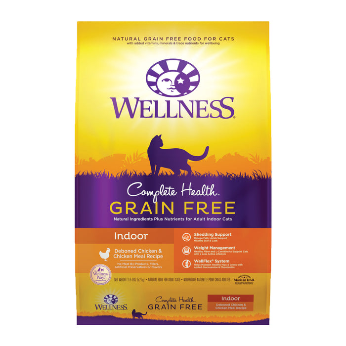 Wellness Complete Health Grain-Free Indoor Deboned Chicken & Chicken Meal Dry Cat Food [Weight: 11.5 lb]
