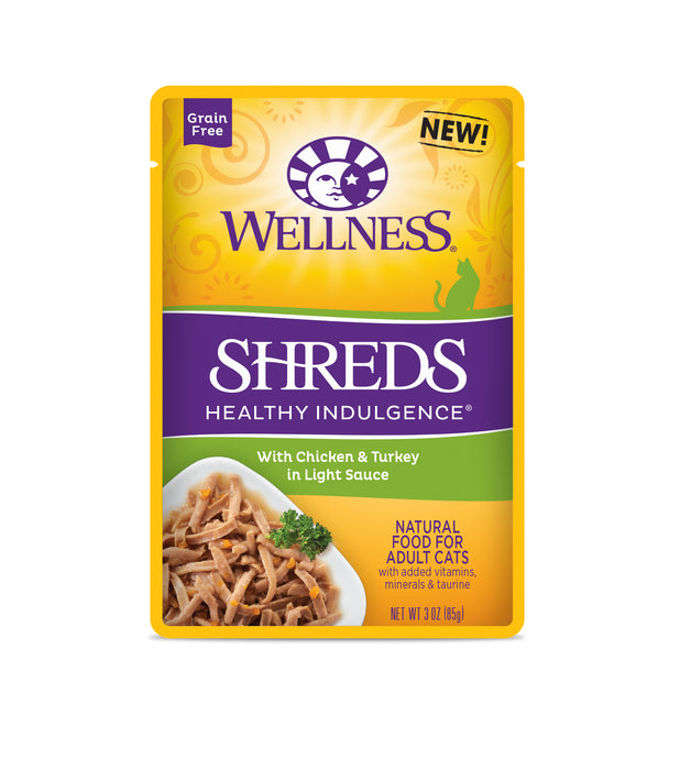 Wellness Healthy Indulgence Shreds Chicken & Turkey Wet Cat Food [Weight : 3 oz]